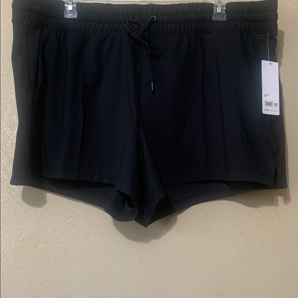 Yogalicious size 3X Black Athletic Drawstring Shorts with Side Pockets NWT